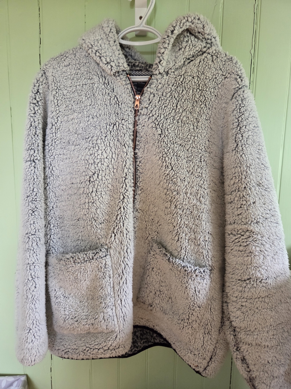 Volcom Light Gray Sherpa Zip Hoodie